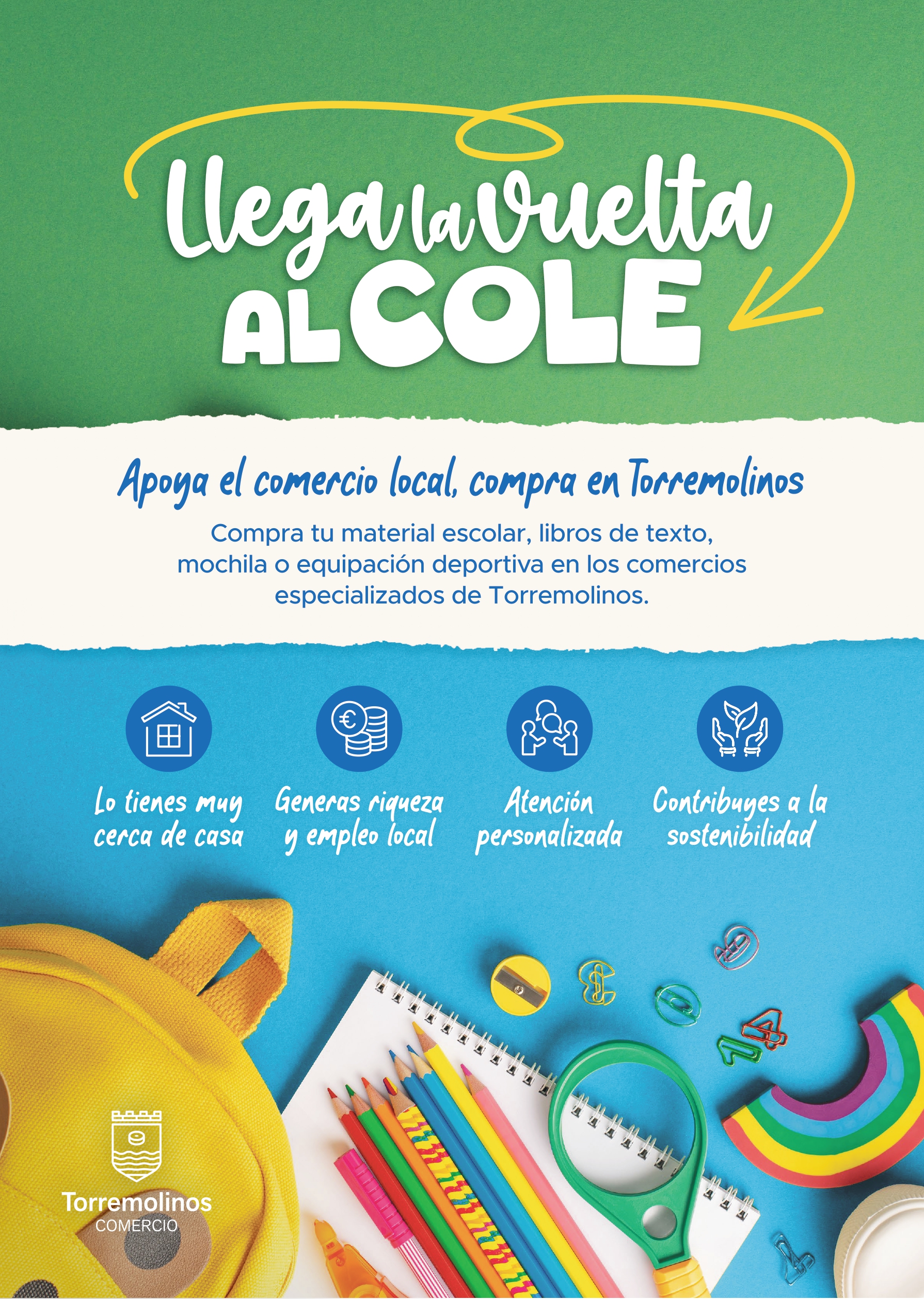 Cartel de la campaña de impulso del comercio local por la vuelta al cole