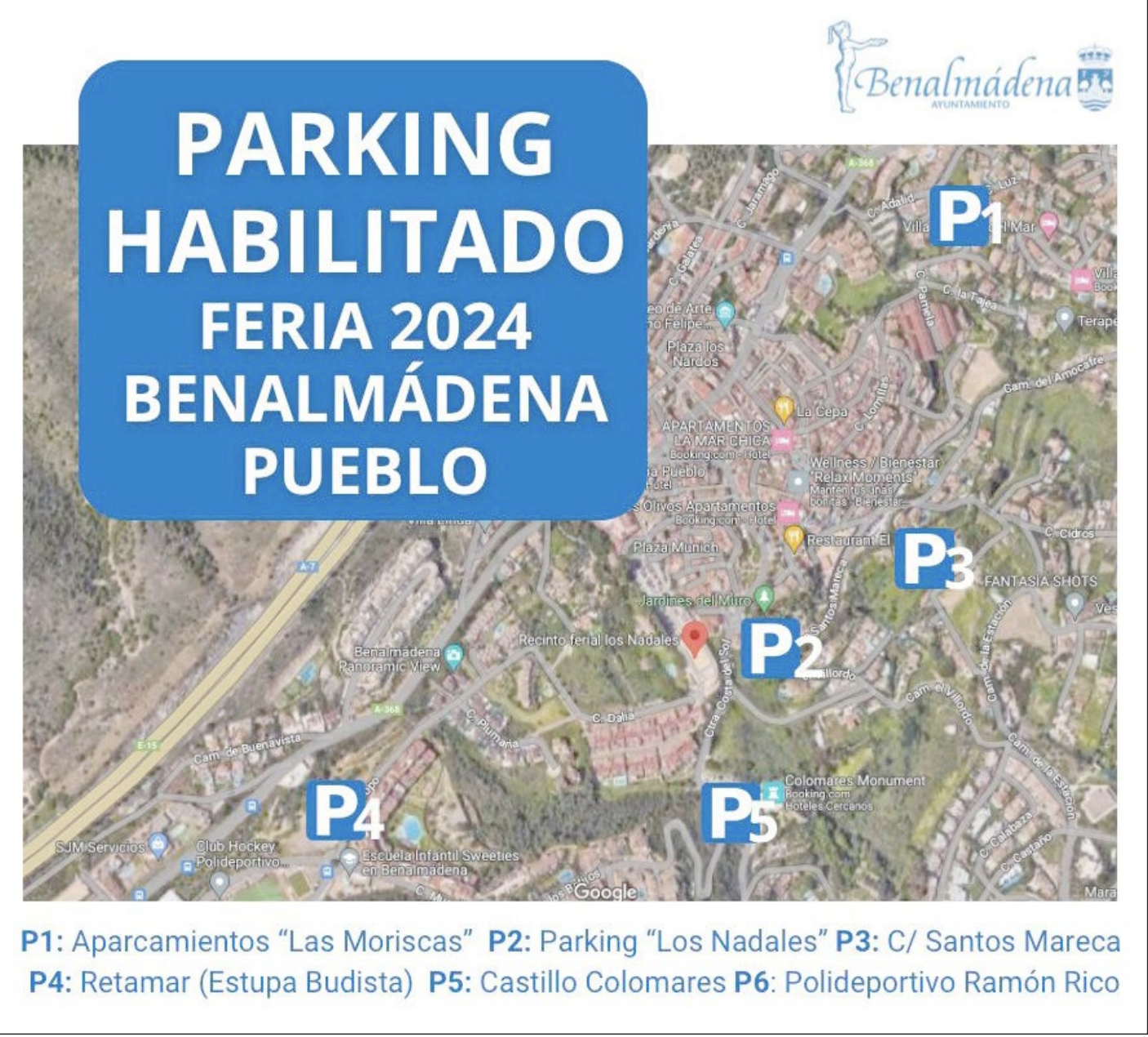 Aparcamientos habilitados para la Feria de Benalmádena Pueblo